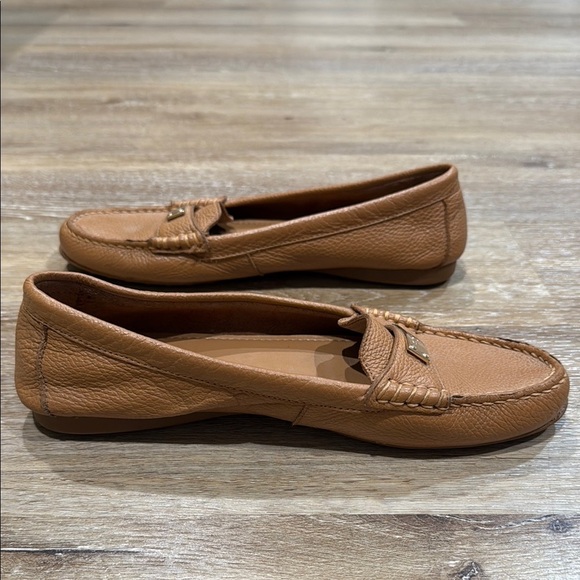 COACH FREDRICA Size 8B Loafers Pebbled Leather Tan Moccasins Slip On Flats - Picture 6 of 9